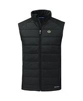 Cutter Buck Men's Black Green Bay Packers Primary Mark Evoke PrimaLoft Hybrid Eco Softshell Full-Zip Vest