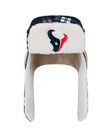 New Era Navy Houston Texans Sideline Plaid Sherpa Trapper Hat