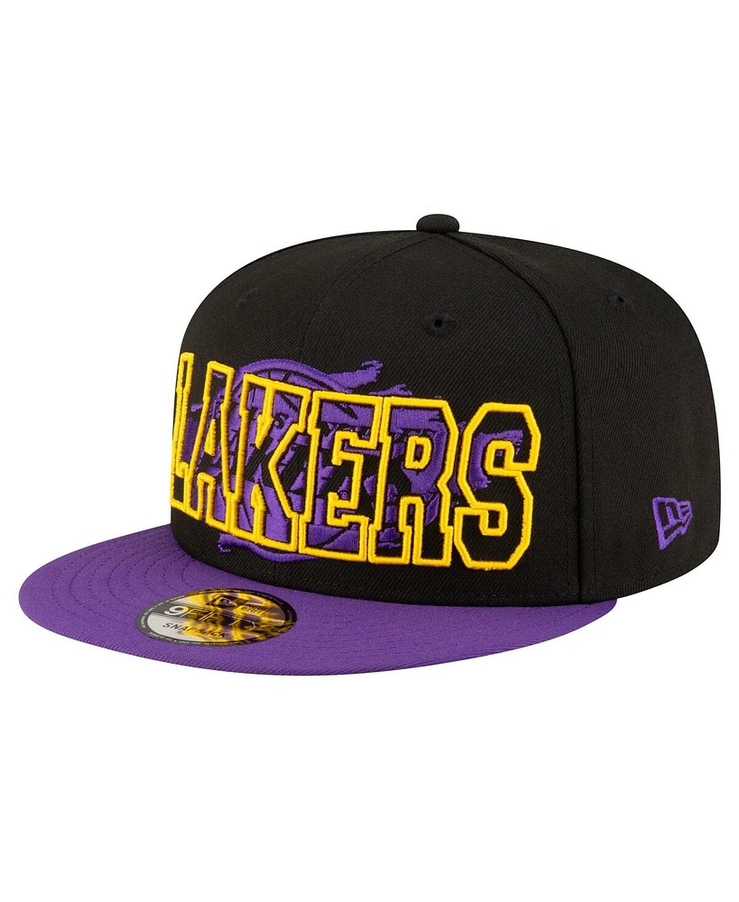 New Era Men's Black/Purple Los Angeles Lakers Sport Night Splatter 2-Tone 9FIFTY Snapback Hat