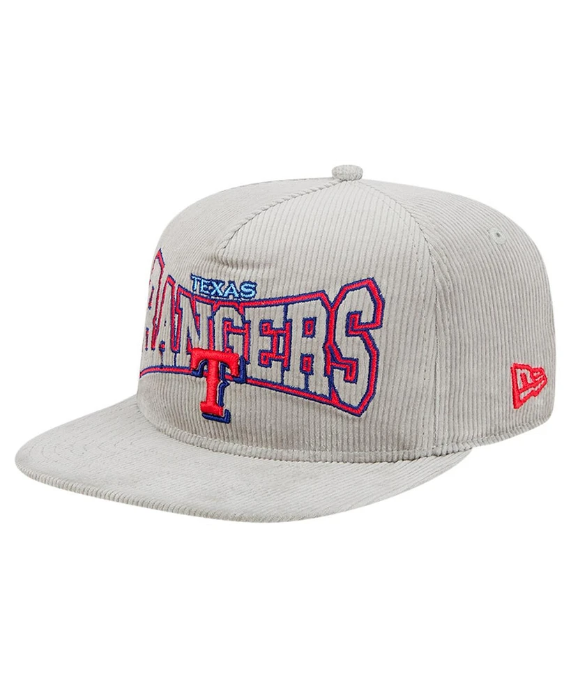 New Era Men's Gray Texas Rangers Corduroy Golfer Snapback Hat