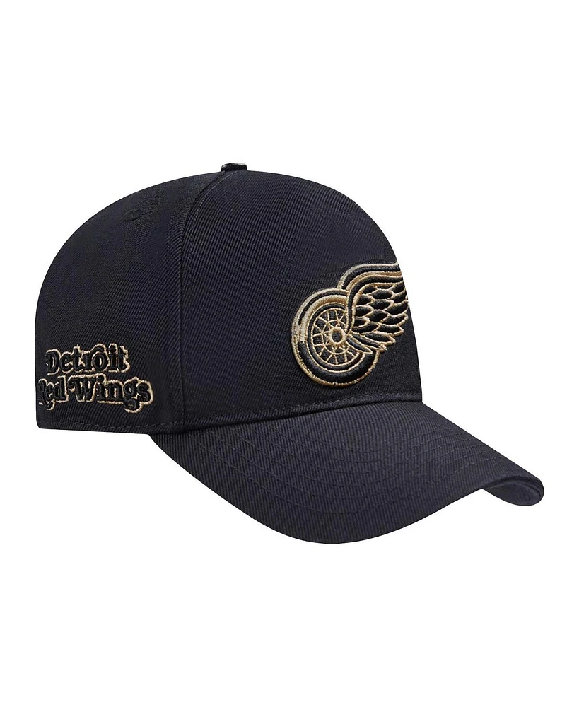 Pro Standard Men's Black Detroit Red Wings Metallic Logo Pinch Front Adjustable Hat