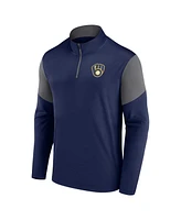 Fanatics Men's Navy Milwaukee Brewers Logo Quarter-Zip Top