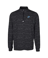 Cutter Buck Men's Black Detroit Lions Big Tall Traverse Eco Camo Tri-Blend DryTec Quarter-Zip Jacket