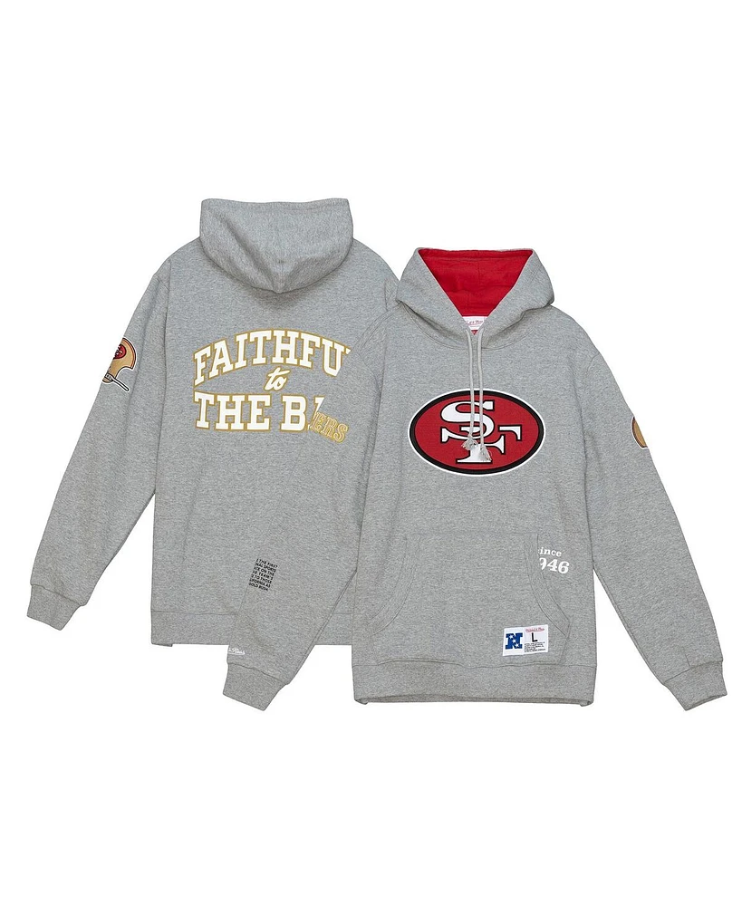 Mitchell & Ness Men's Heather Gray San Francisco 49ers Team Origins Fleece Pullover Hoodie