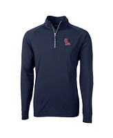 Cutter & Buck Men's Navy Ole Miss Rebels Adapt Knit Quarter-Zip Pullover Jacket