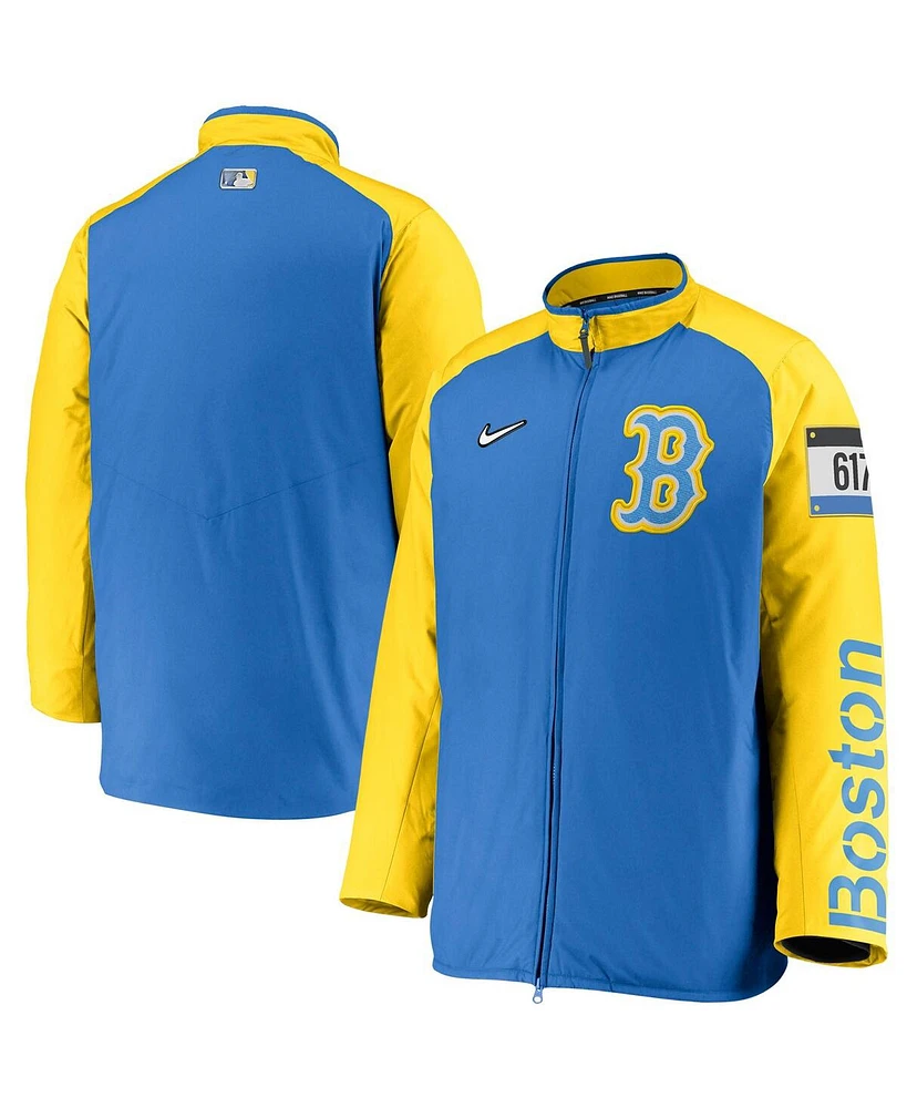 Nike Men's Light Blue Boston Red Sox City Connect Baseball Dugout Full-Zip Jacket