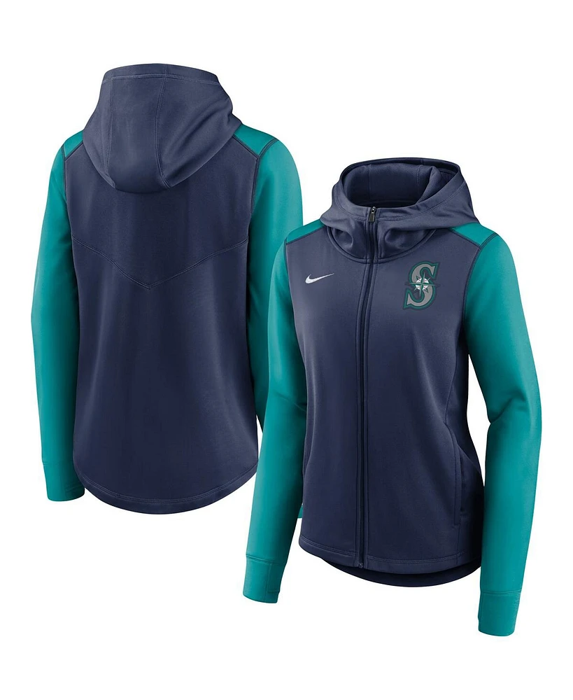 Nike Women's Navy/Aqua Seattle Mariners Authentic Collection Baseball Performance Full-Zip Hoodie