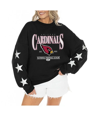 Gameday Couture Women's Black Arizona Cardinals Rhinestone Star Sleeve Settle the Score Tri-Blend Pullover