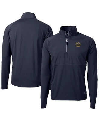 Cutter & Buck Men's Navy Notre Dame Fighting Irish Play Like A Champion Today Adapt Eco Knit Stretch Hybrid Quarter-Zip Pullover Top