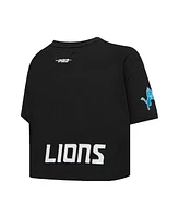 Pro Standard Women's Amon-Ra St. Brown Black Detroit Lions Player Name Number Cropped Boxy T-Shirt