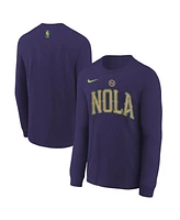 Nike Big Boys and Girls Purple New Orleans Pelicans 2024/25 City Edition Wordmark Performance Long Sleeve T-Shirt