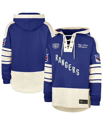 47 Brand Men's Blue New York Rangers Line Heritage Lacer Pullover Hoodie