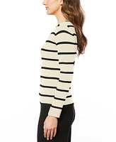 Melissa Paige Petite Women's Scoop Neck Ribbed Striped Sweater