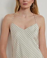 Lauren Ralph Women's Polka-Dot Satin Charmeuse Slip Dress