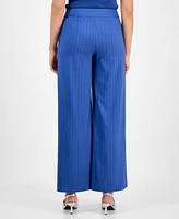 Tahari Asl Women's Pinstripe Mid-Rise Wide-Leg Pants