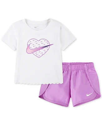 Nike Toddler Girls Heart Logo Graphic T-Shirt & Shorts, 2 Piece Set