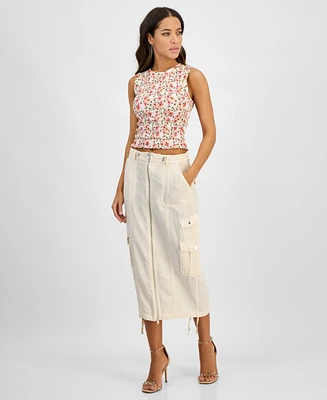 Guess Women's Casey Zippered Cargo Midi Skirt