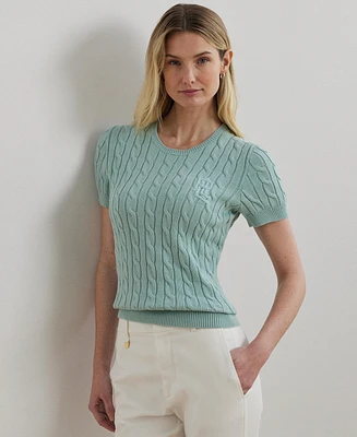 Lauren Ralph Lauren Women's Cable-Knit Cotton Short-Sleeve Sweater