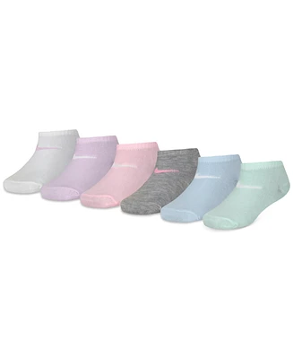 Nike Little Girls Metallic Swoosh Logo Low Socks, Pack of 6