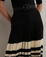 Lauren Ralph Women's Striped Pleated Georgette Wide-Leg Pants