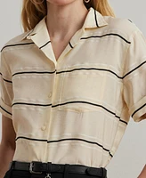 Lauren Ralph Women's Striped Short-Sleeve Camp Shirt