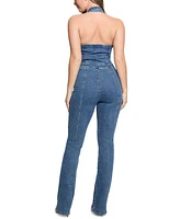 Guess Women's Mia Denim Halter Jumpsuit