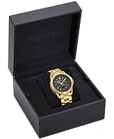 Versace Men's Swiss V-Galaxy Moonphase Gold Ion Plated Bracelet Watch 43mm