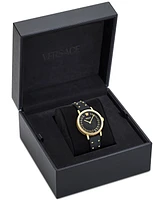 Versace Women's Swiss Greca Fortuna Black Leather Strap Watch 35mm