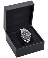 Versace Men's Swiss Chronograph Greca Wave Stainless Steel Bracelet Watch 43mm