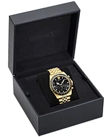Versace Men's Swiss Chronograph Greca Chrono Wave Gold Ion Plated Bracelet Watch 43mm