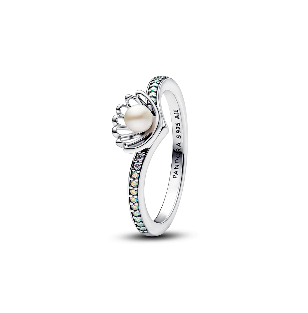Pandora Disney Princess Ariel Shell Treated Cultured Pearl Ring