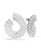 Swarovski Matrix Rhodium Plated Round Cuts Hoop Earrings