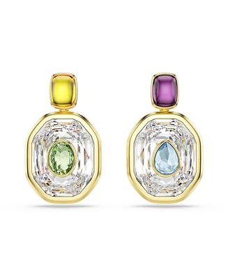 Swarovski Chroma Gold-Tone Plated Octagon Cut Drop Earrings