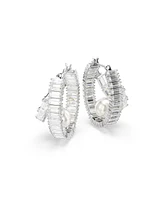 Swarovski Ariana Grande x Swarovski Baguette Cut White Rhodium Plated Hoop Earrings