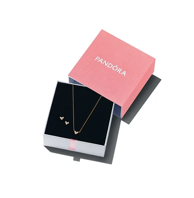 Pandora Gold Plated Triple Stone Heart Gift Set