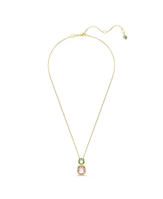 Swarovski Chroma Cushion Cut Multicolored Gold-Tone Plated Pendant Necklace