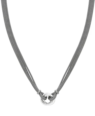 Love Knot Double Mesh Chain Pendant Necklace in Sterling Silver, 18"