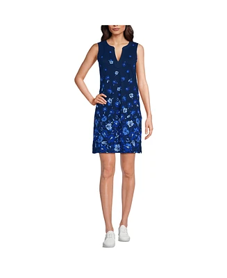 Lands' End Women's Cotton Jersey Notch Neck Dress