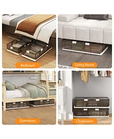 Pack 26.5 Gal Under Bed Storage Containers with Wheels Double Opening Lids