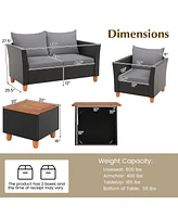 Gymax Pcs Wicker Patio Furniture Set w/ Removable Cushions Storage Coffee Table