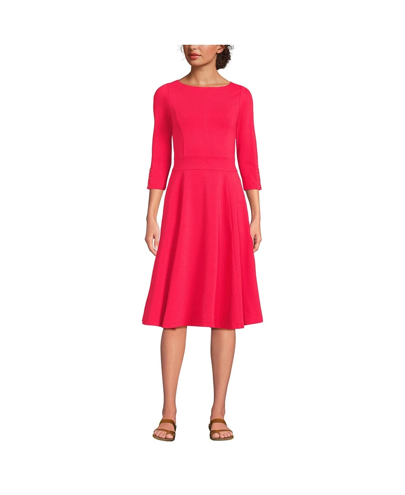 Lands' End Women's Petite Starfish 3/4 Sleeve Dress