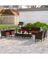 Gymax Pcs Patio Furniture Set w/Washable Cushions & Tempered Glass Coffee Table