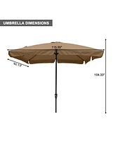 8 ft. x 10 ft. Square Crank Design Skirt with Skylight Outdoor Market Umbrella in Red with Base