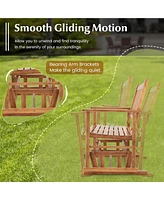 Patio Glider Loveseat Chair Swing Rocking Bench with Slatted Seat & Curved Backrest