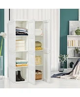 Foldable Armoire Wardrobe Closet with 8 Cubby Storage for Compact and Organized Clothing Storage