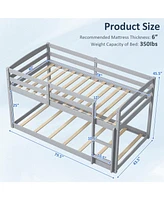 Bunk Bed with High Guardrails and Integrated Ladder