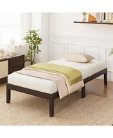 Classic Wood Bed Frame with Slat Support and Rubber Legs