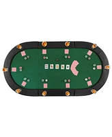 Portable 84 x 42 Inch 10-Player Foldable Padded Poker Table Top-Green