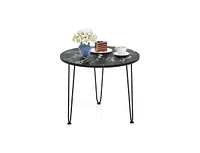 Round Coffee Table with Thickened Tabletop and Metal Tripod Legs
