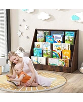 5 Tier Kids Bookshelf with Anti-Tipping Device Kids-friendly Height for Bedroom